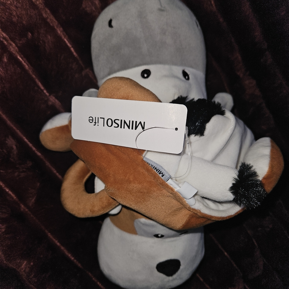 MINISO Gray and Brown Stuffed Animal